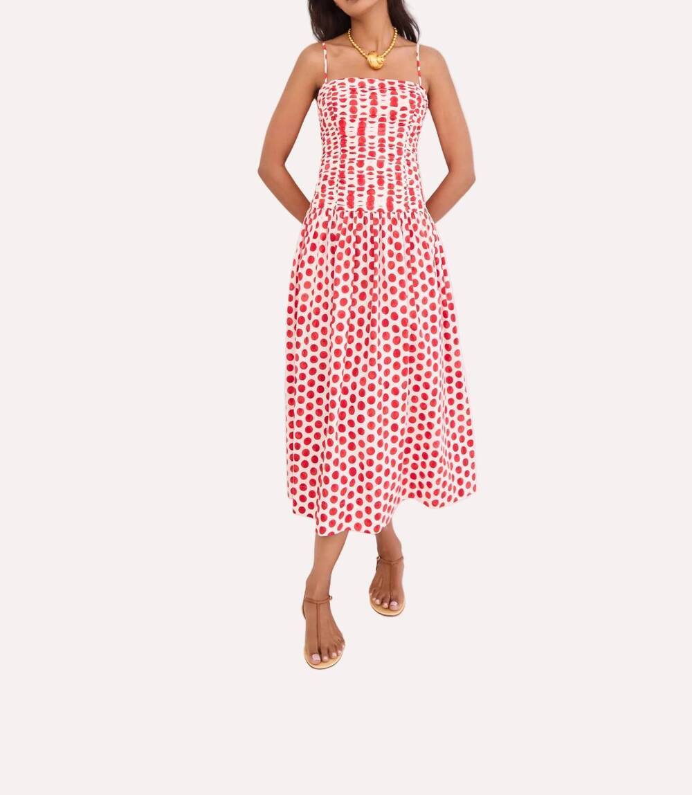 NEW CARA CARA rahi midi dress in celeste spot red